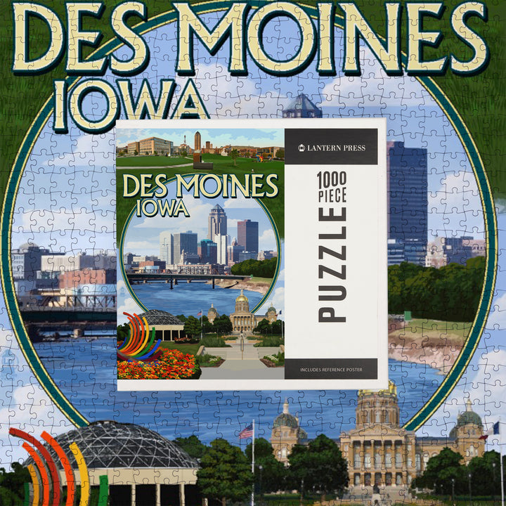 Des Moines, Iowa, Montage Scenes, Jigsaw Puzzle Puzzle Lantern Press 