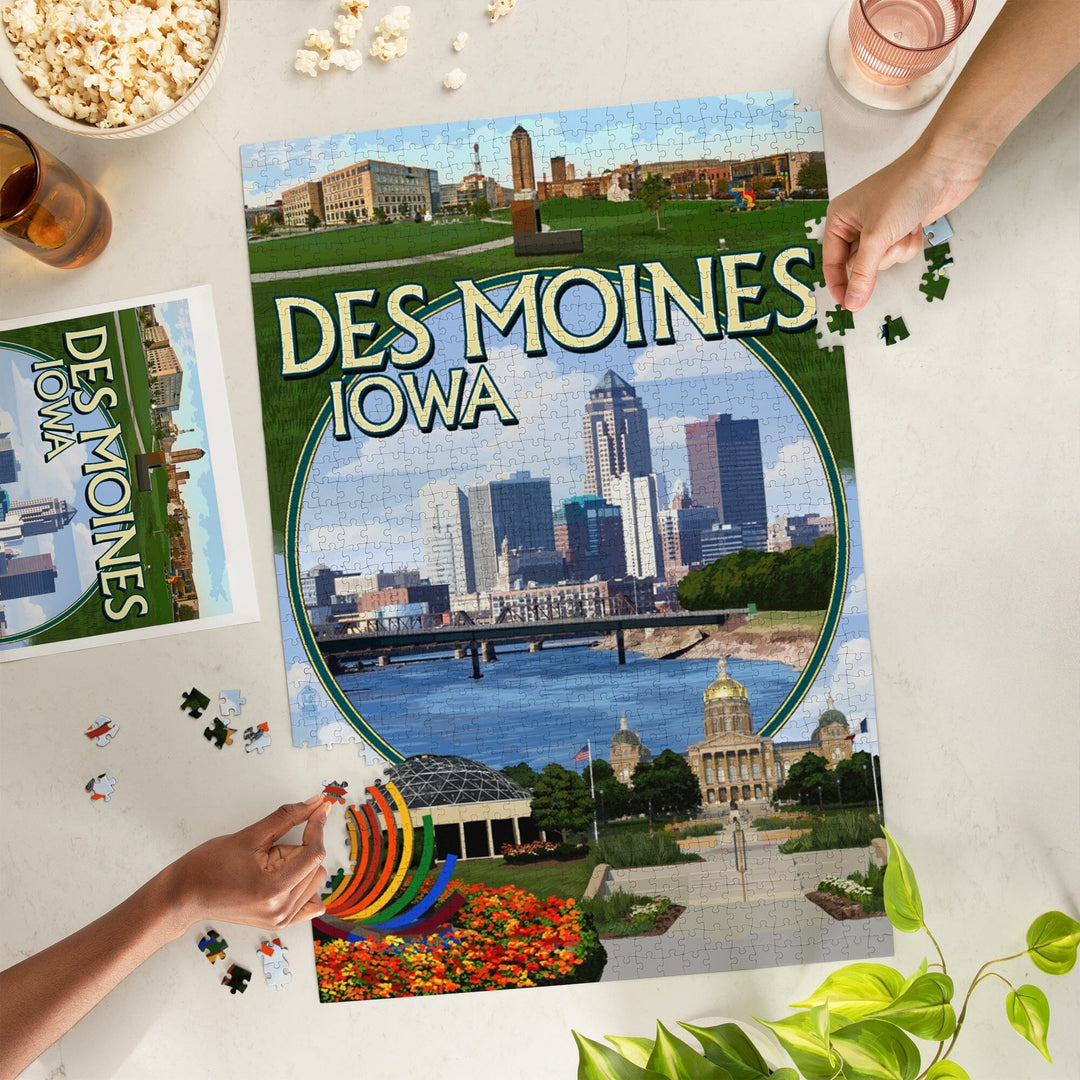 Des Moines, Iowa, Montage Scenes, Jigsaw Puzzle Puzzle Lantern Press 