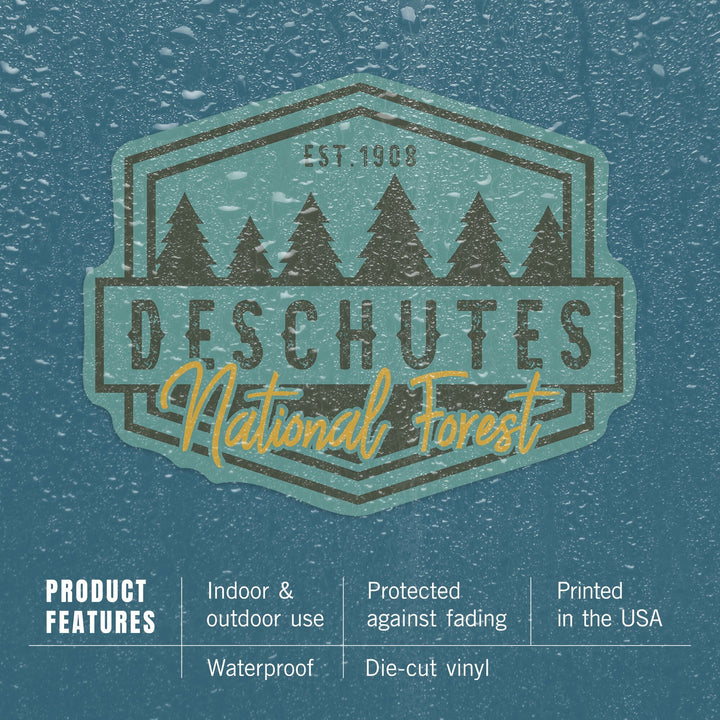 Deschutes National Forest, Oregon, Trees, Contour, Vinyl Sticker - Lantern Press