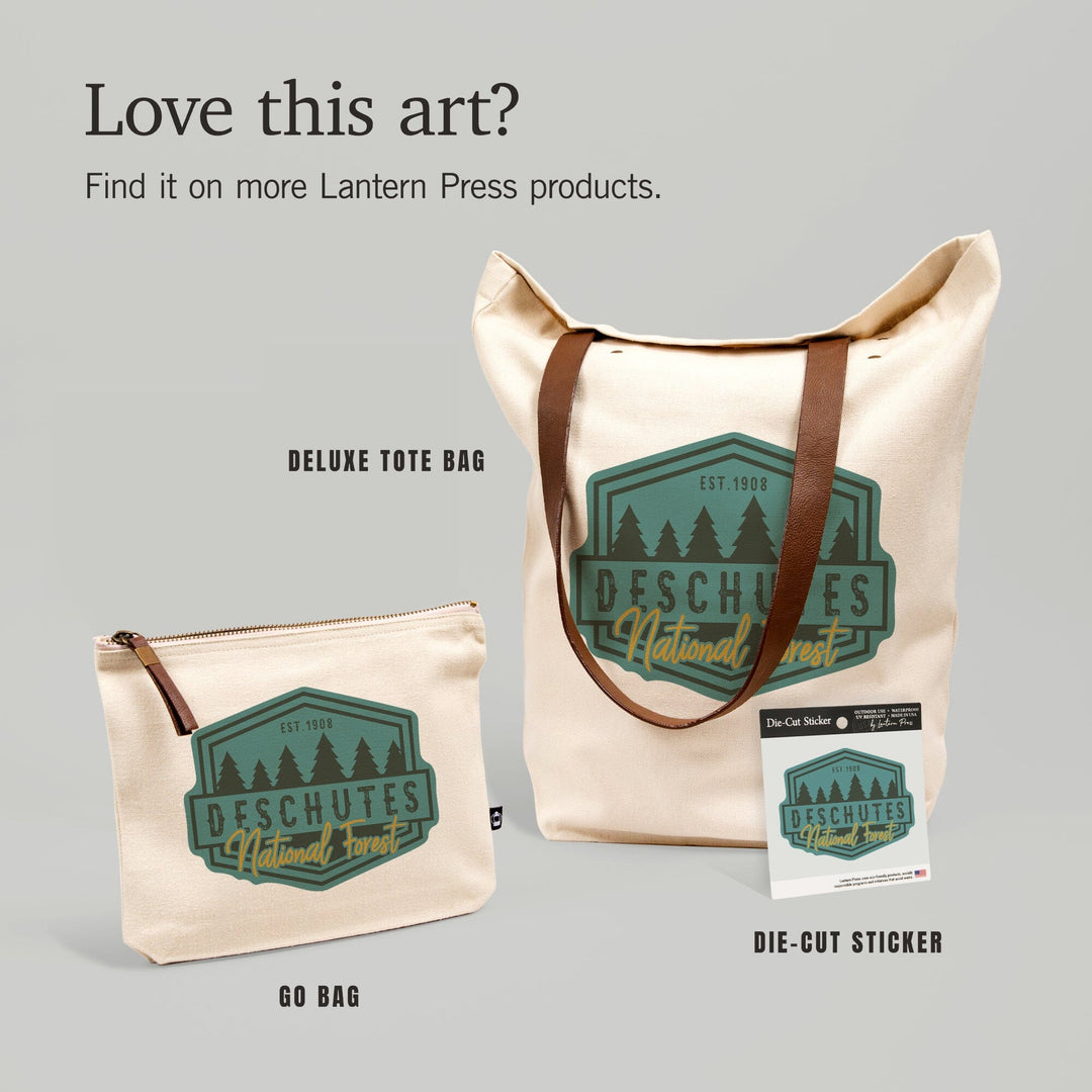 Deschutes National Forest, Oregon, Trees, Contour, Vinyl Sticker - Lantern Press