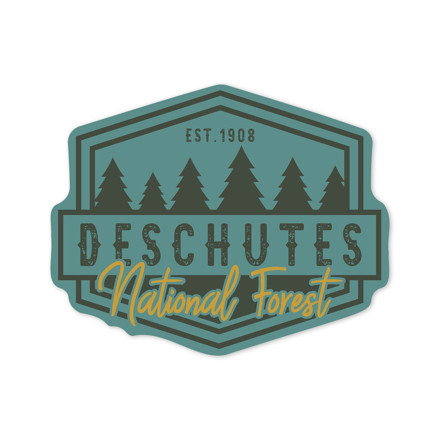 Deschutes National Forest, Oregon, Trees, Contour, Vinyl Sticker - Lantern Press