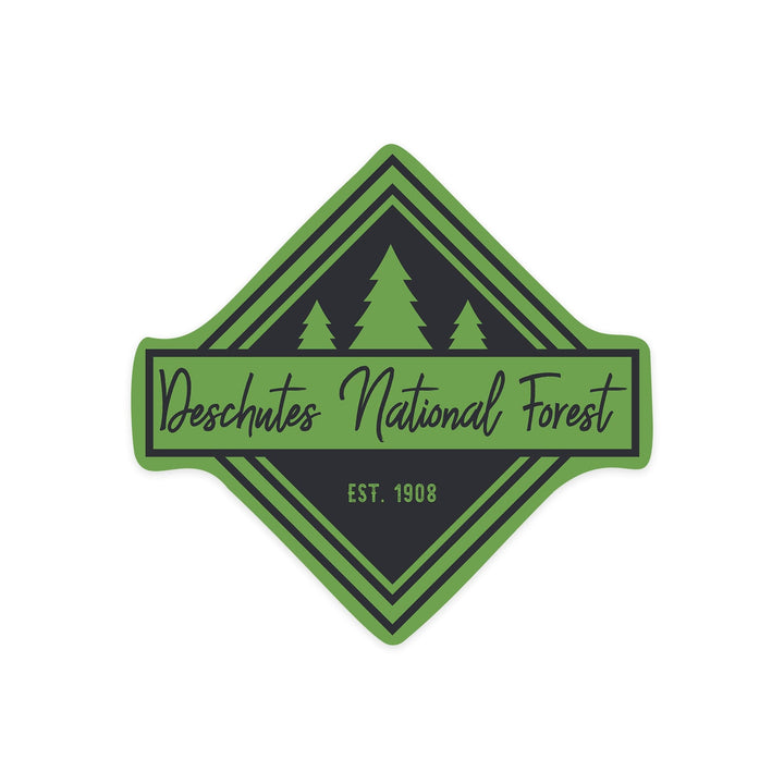 Deschutes National Forest, Oregon, Trees, Square, Contour, Vinyl Sticker Sticker Lantern Press 