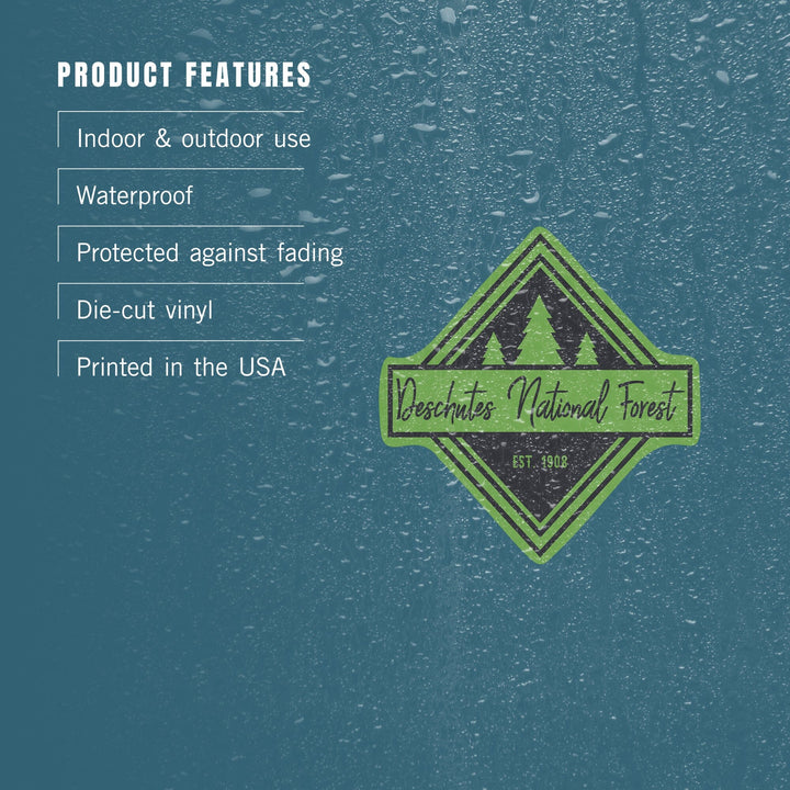 Deschutes National Forest, Oregon, Trees, Square, Contour, Vinyl Sticker Sticker Lantern Press 