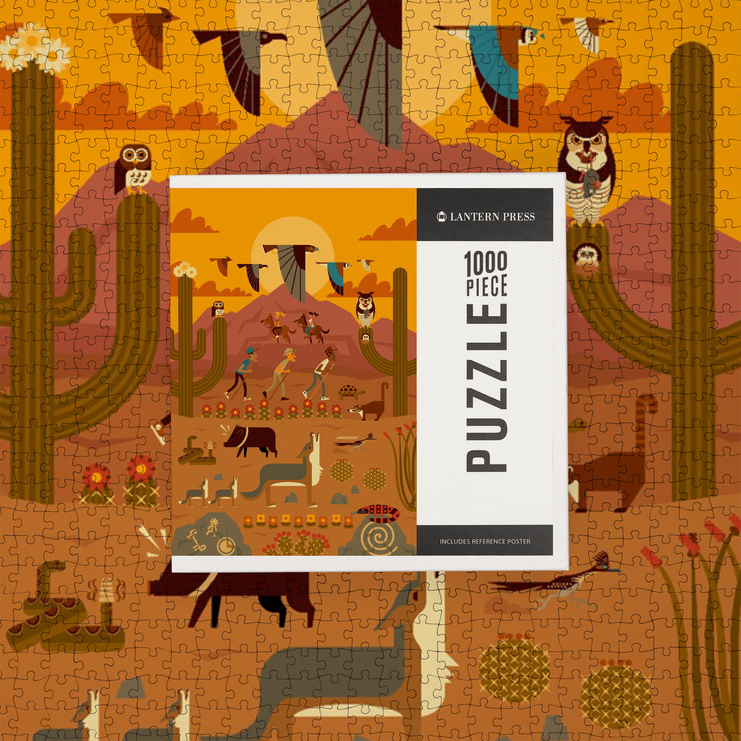 Desert, Daytime, Geometric, Jigsaw Puzzle Puzzle Lantern Press 