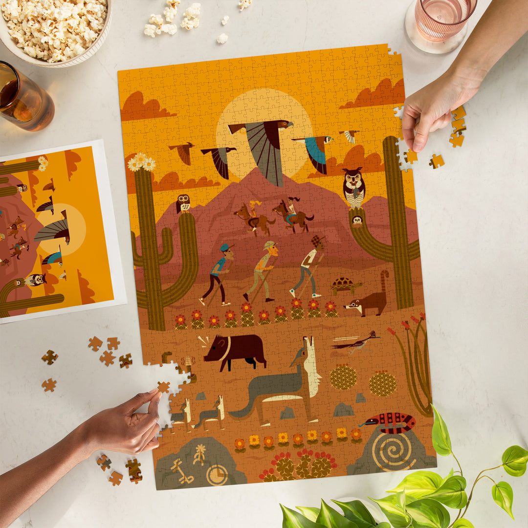 Desert, Daytime, Geometric, Jigsaw Puzzle Puzzle Lantern Press 