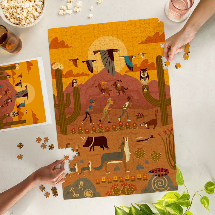 Desert, Daytime, Geometric, Jigsaw Puzzle Puzzle Lantern Press 