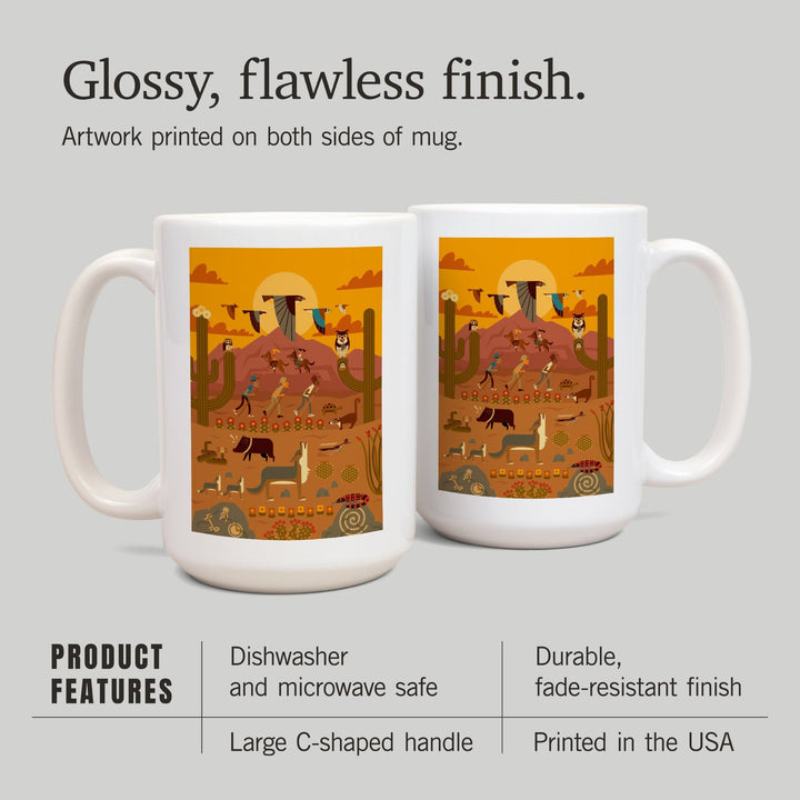 Desert, Daytime, Geometric, Lantern Press Artwork, Ceramic Mug Mugs Lantern Press 