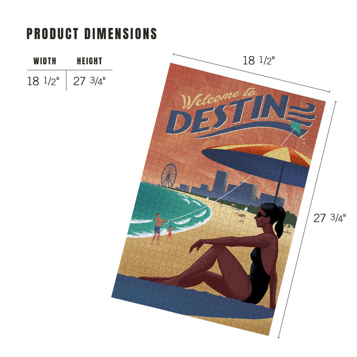 Destin, Florida, Beach Scene, Litho, Jigsaw Puzzle Puzzle Lantern Press 