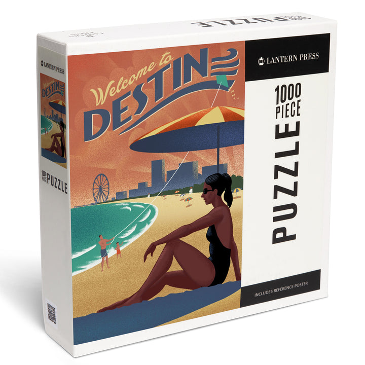 Destin, Florida, Beach Scene, Litho, Jigsaw Puzzle Puzzle Lantern Press 