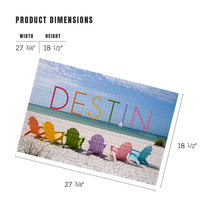 Destin, Florida, Colorful Beach Chairs, Jigsaw Puzzle Puzzle Lantern Press 