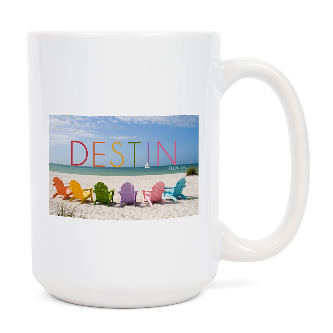 Destin, Florida, Colorful Beach Chairs, Lantern Press Photography, Ceramic Mug Mugs Lantern Press 