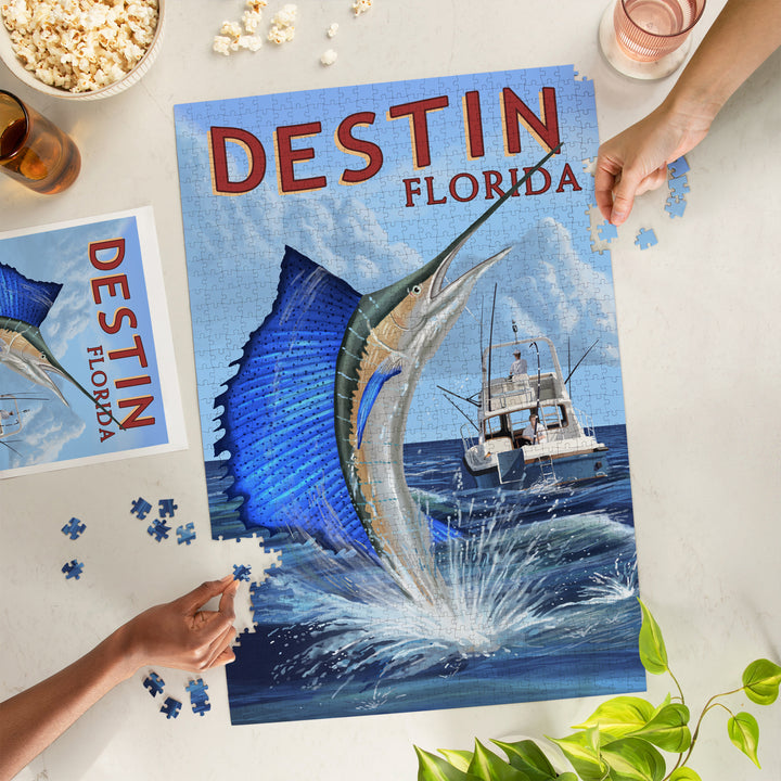 Destin, Florida, Sailfish, Jigsaw Puzzle Puzzle Lantern Press 