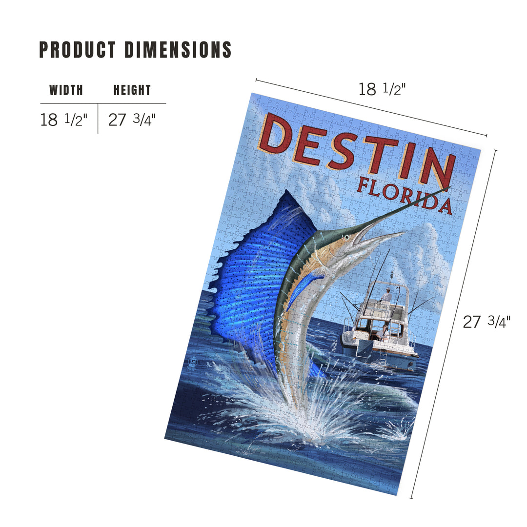 Destin, Florida, Sailfish, Jigsaw Puzzle Puzzle Lantern Press 