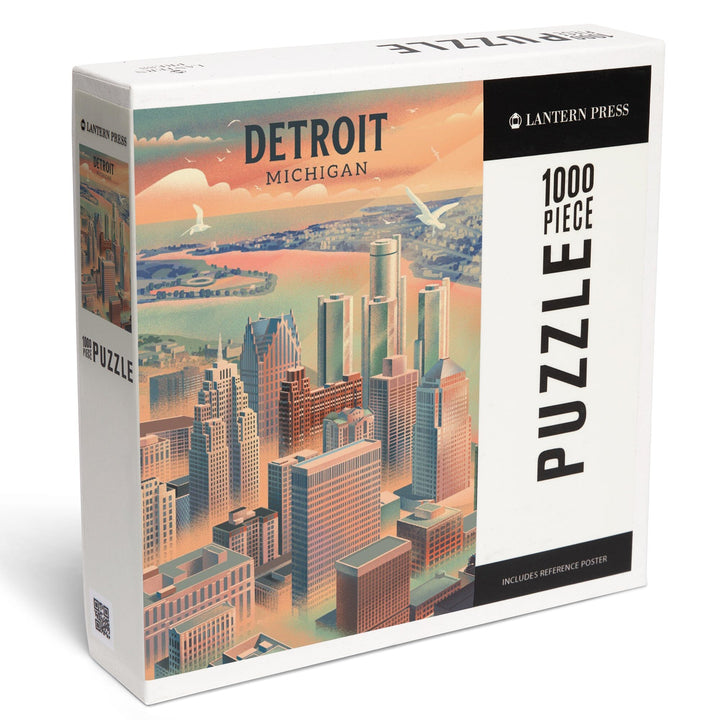 Detroit, Michigan, Lithograph City Series, Jigsaw Puzzle Puzzle Lantern Press 