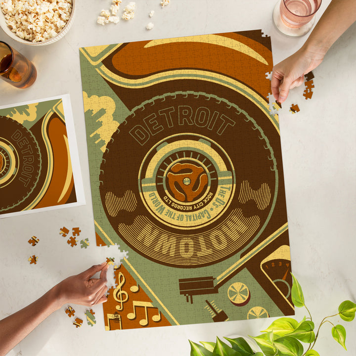 Detroit, Michigan, Motown and Motor City, Jigsaw Puzzle Puzzle Lantern Press 