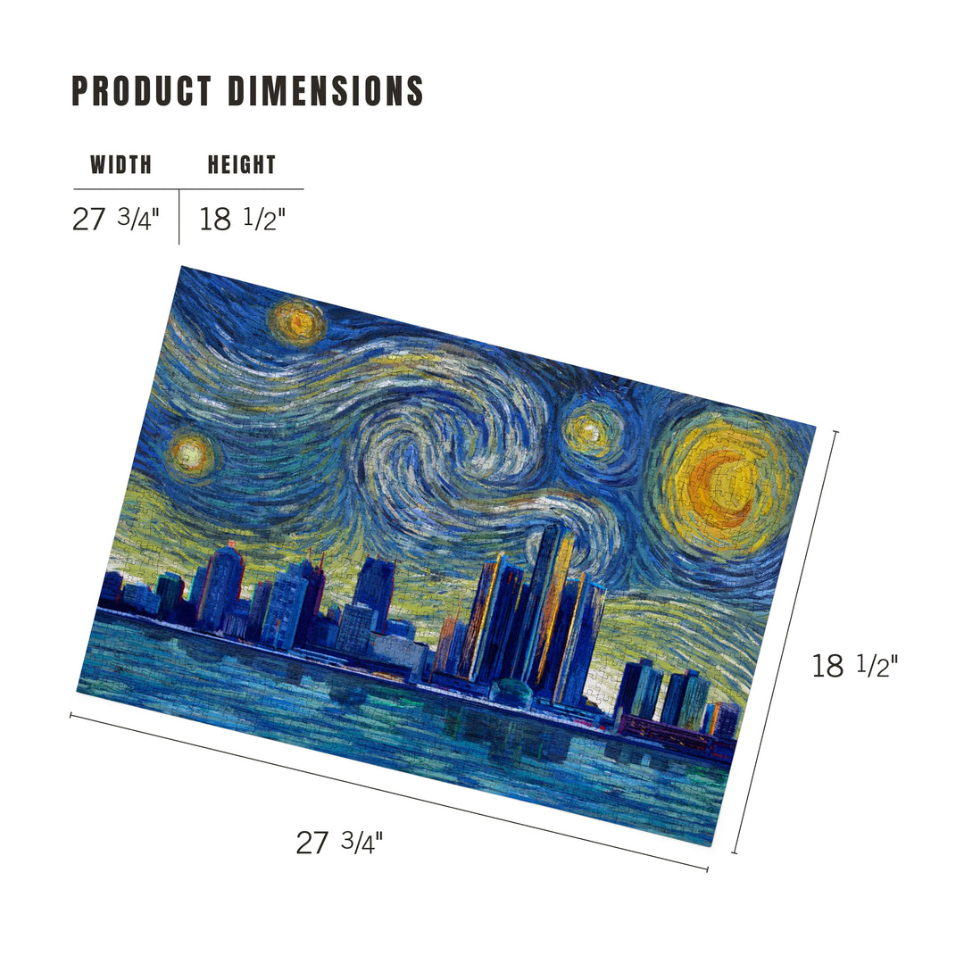 Detroit, Michigan, Starry Night City Series, Jigsaw Puzzle Puzzle Lantern Press 