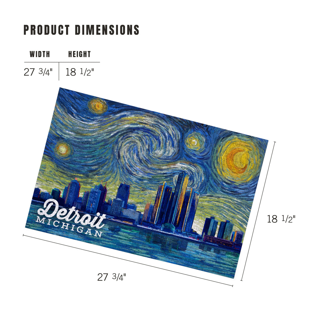 Detroit, Michigan, Starry Night Series, Jigsaw Puzzle Puzzle Lantern Press 