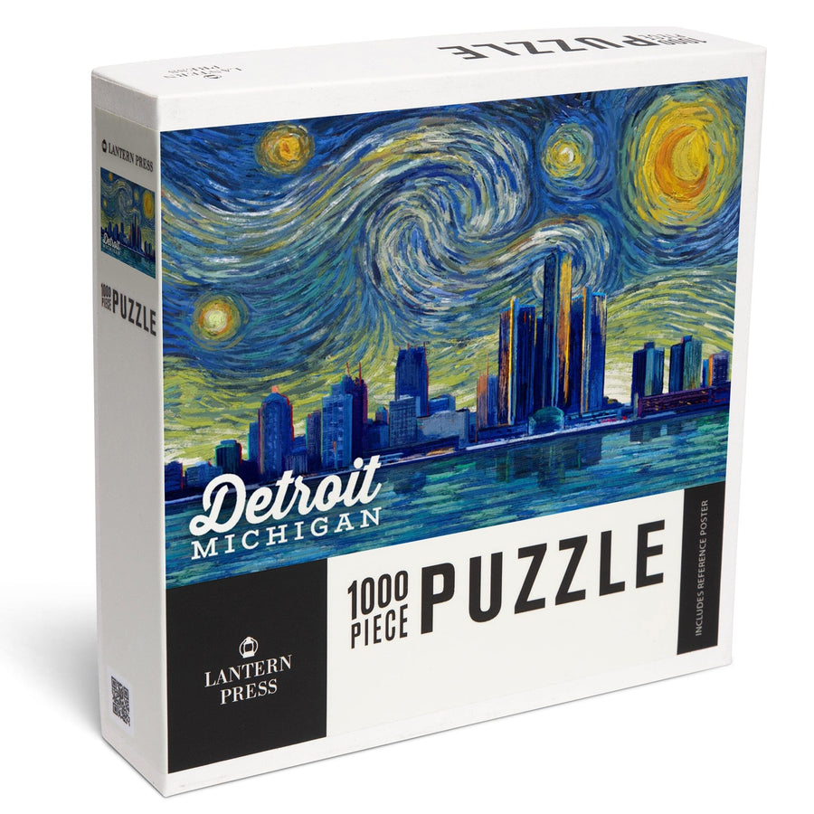 Detroit, Michigan, Starry Night Series, Jigsaw Puzzle Puzzle Lantern Press 