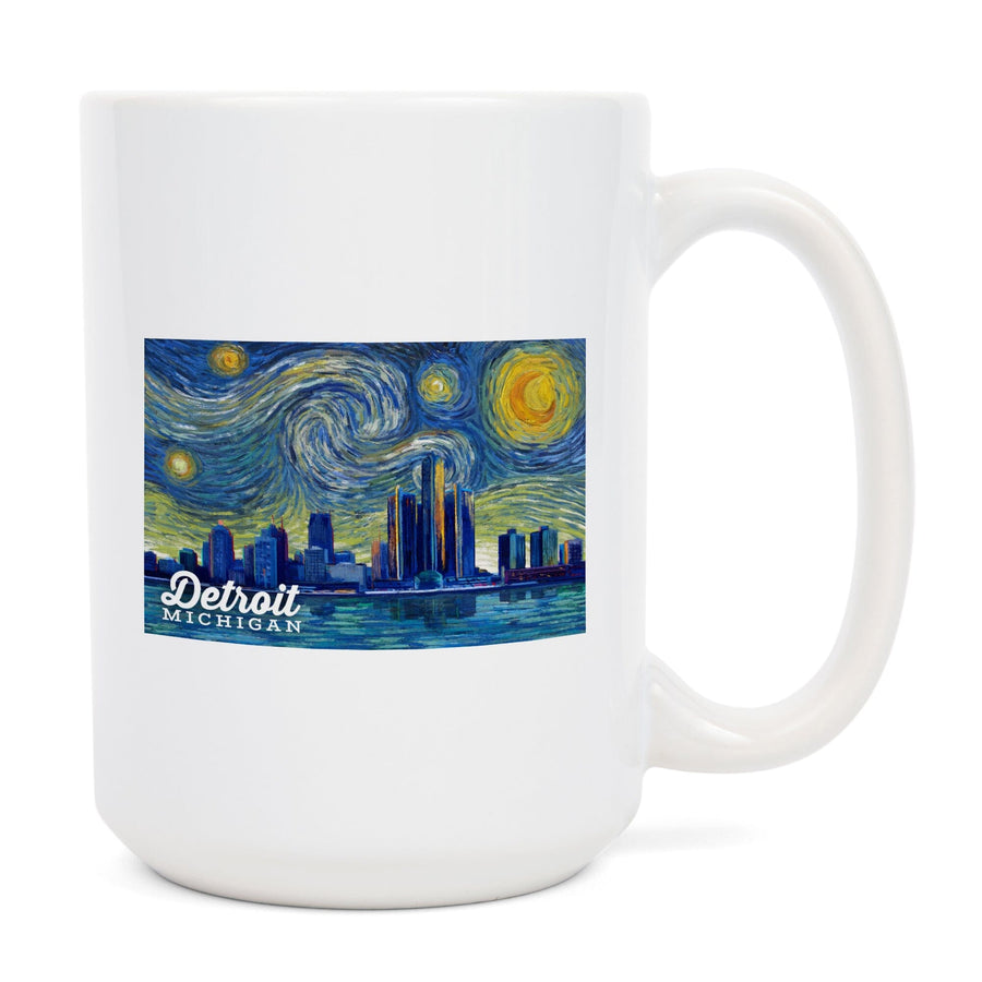 Detroit, Michigan, Starry Night Series, Lantern Press Artwork, Ceramic Mug Mugs Lantern Press 