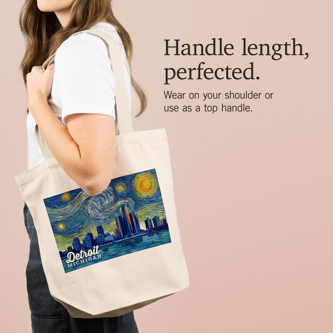 Detroit, Michigan, Starry Night Series, Tote Bag Totes Lantern Press 