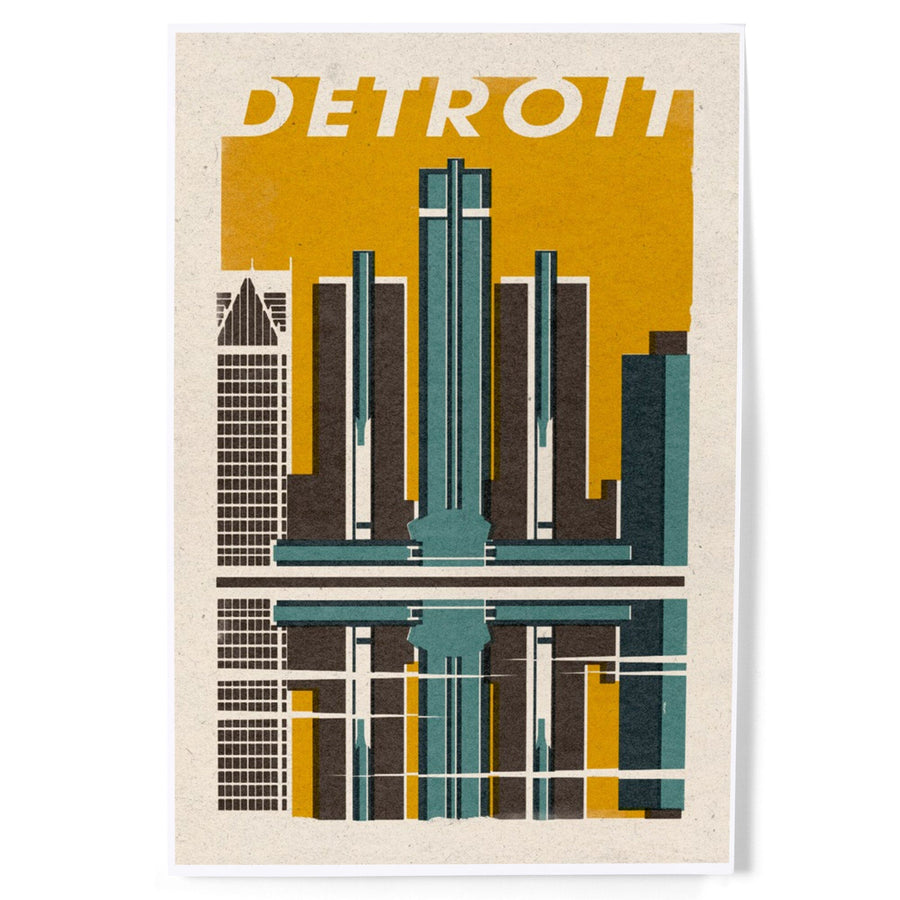 Detroit, Michigan, Woodblock, Art & Giclee Prints Art Lantern Press 
