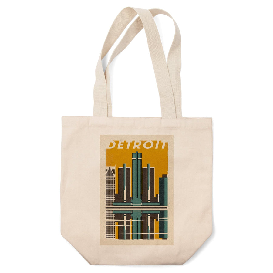 Detroit, Michigan, Woodblock, Tote Bag Totes Lantern Press 