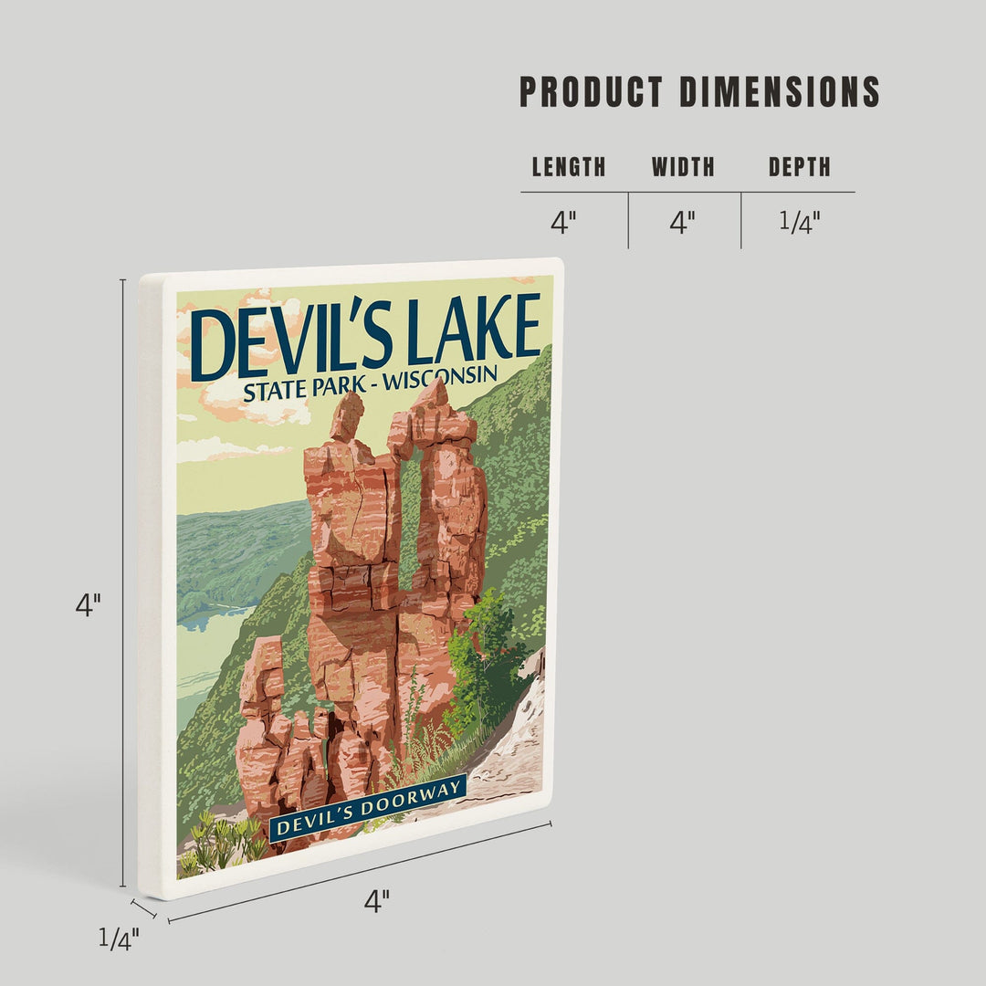 Devil's Lake Park, Wisconsin, Devil's Doorway, Coasters Coasters Lantern Press 