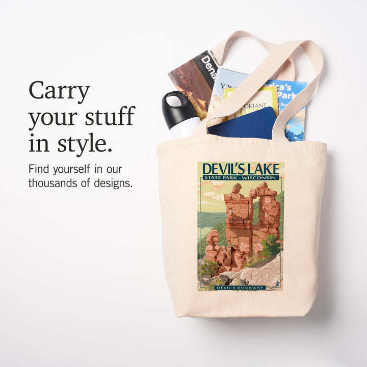 Devil's Lake Park, Wisconsin, Devil's Doorway, Tote Bag Totes Lantern Press 