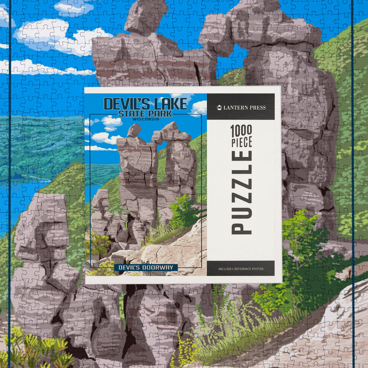 Devil's Lake State Park, Wisconsin, Devil's Doorway, Jigsaw Puzzle Puzzle Lantern Press 