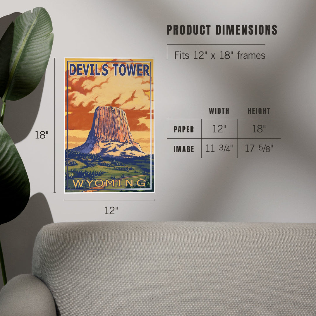 Devils Tower, Wyoming, Art & Giclee Prints Art Lantern Press 