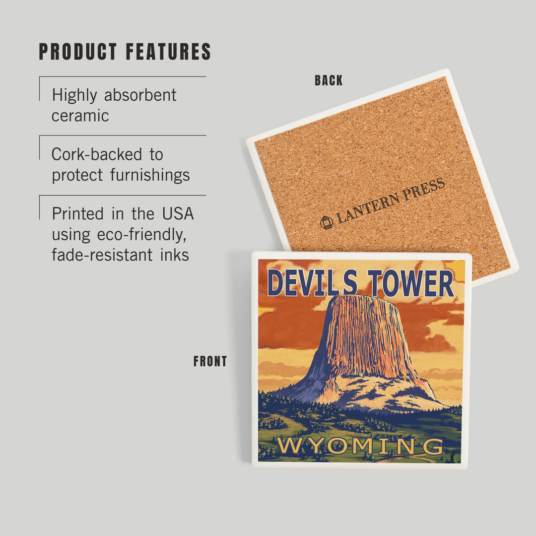 Devils Tower, Wyoming, Coasters Coasters Lantern Press 