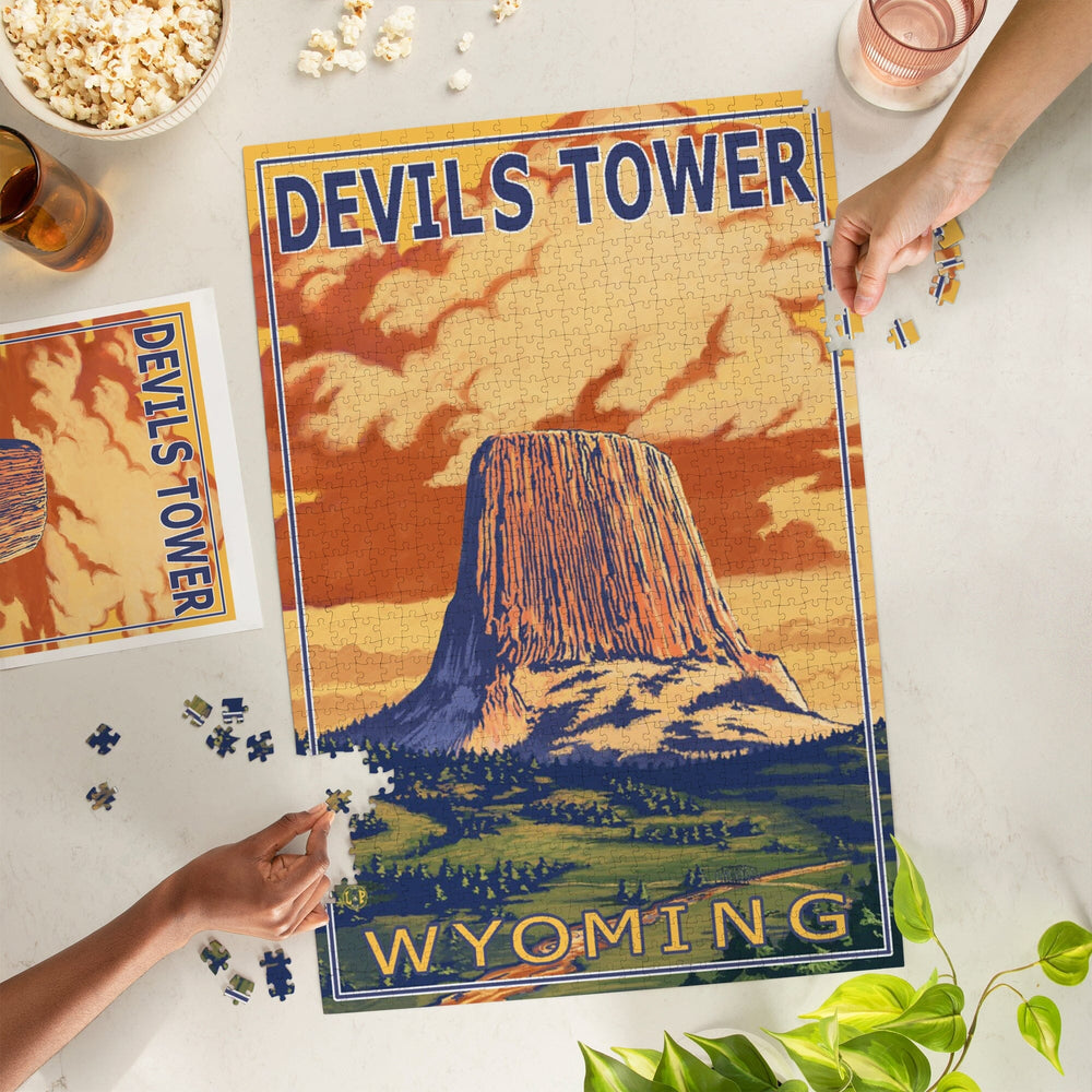 Devils Tower, Wyoming, Jigsaw Puzzle Puzzle Lantern Press 