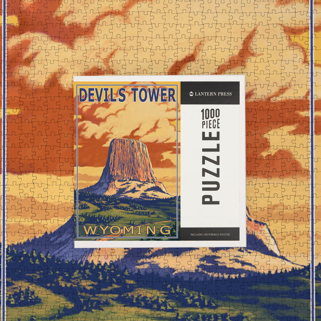 Devils Tower, Wyoming, Jigsaw Puzzle Puzzle Lantern Press 