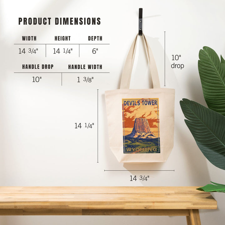 Devils Tower, Wyoming, Tote Bag Totes Lantern Press 