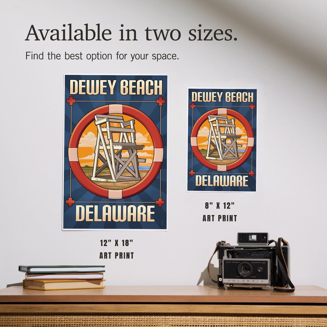 Dewey Beach, Delaware, Lifeguard Chair, Art & Giclee Prints Art Lantern Press 