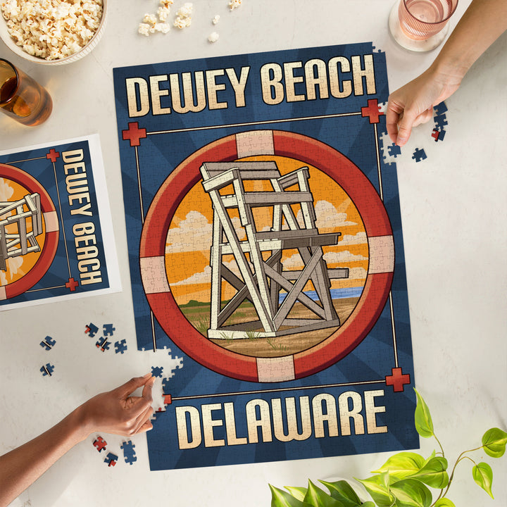 Dewey Beach, Delaware, Lifeguard Chair, Jigsaw Puzzle Puzzle Lantern Press 