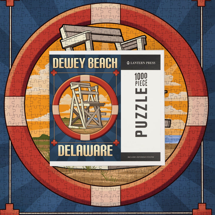 Dewey Beach, Delaware, Lifeguard Chair, Jigsaw Puzzle Puzzle Lantern Press 