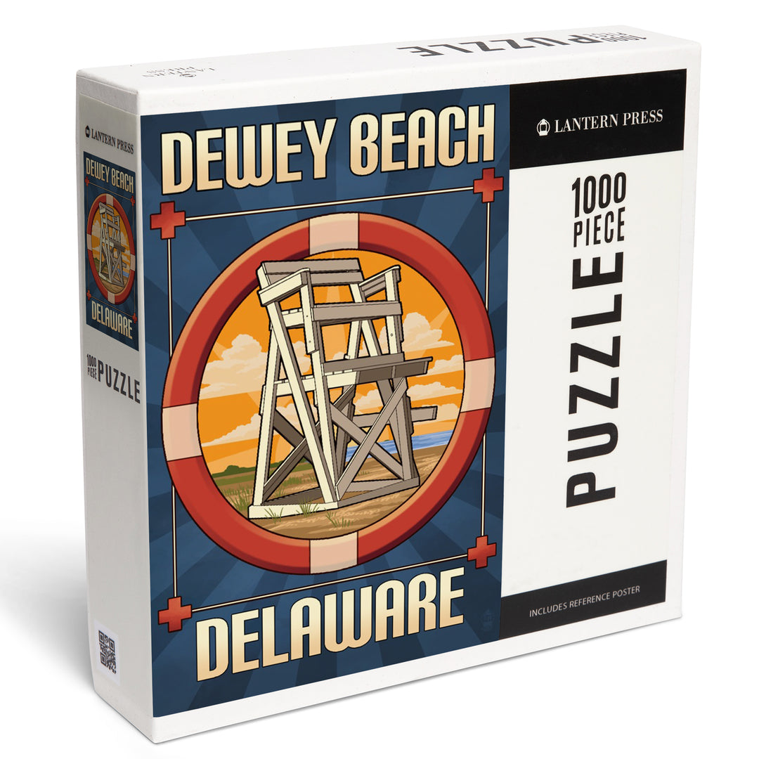 Dewey Beach, Delaware, Lifeguard Chair, Jigsaw Puzzle Puzzle Lantern Press 