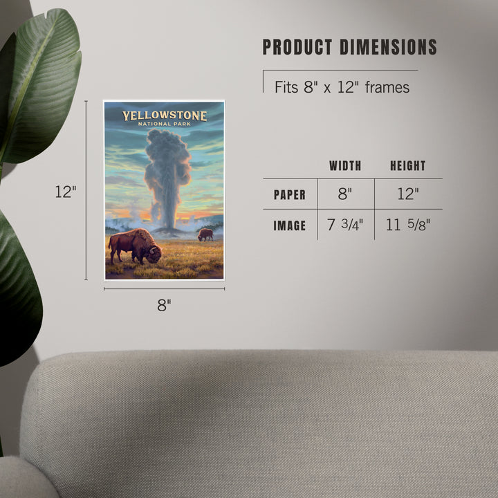 Yellowstone National Park, Wyoming, Oil Painting, Old Faithful Eruption, Art & Giclee Prints