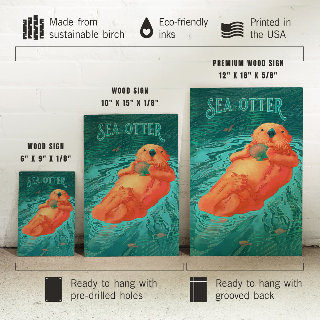 Fluid Linework, Sea Otter, Wood Signs and Postcards