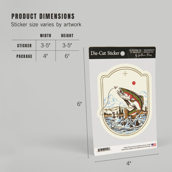 Vintage Linework, Trout Fishing, Vinyl Sticker