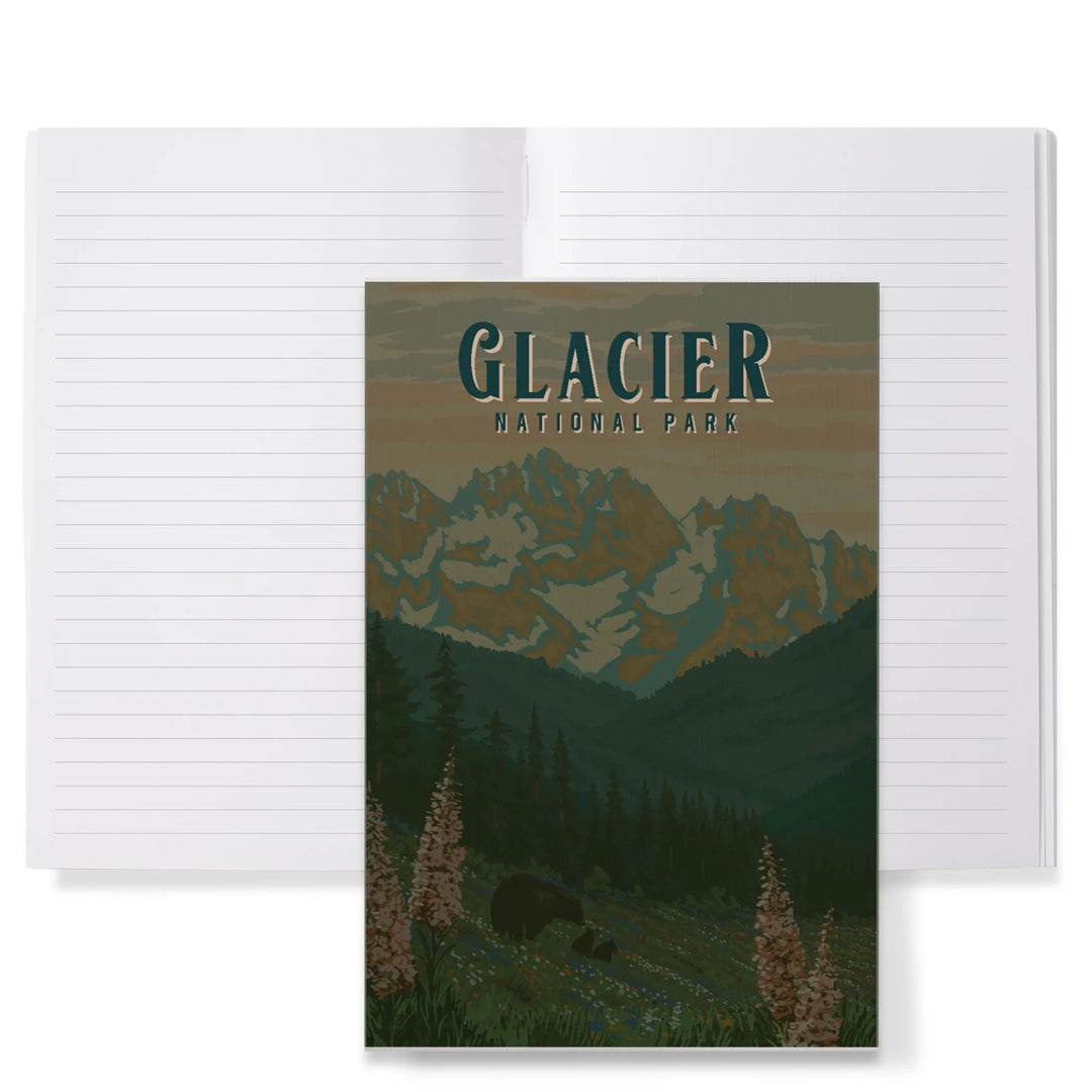 Lined 6x9 Journal, Glacier National Park, Montana, Painterly National Park Series, Lay Flat, 193 Pages, FSC paper