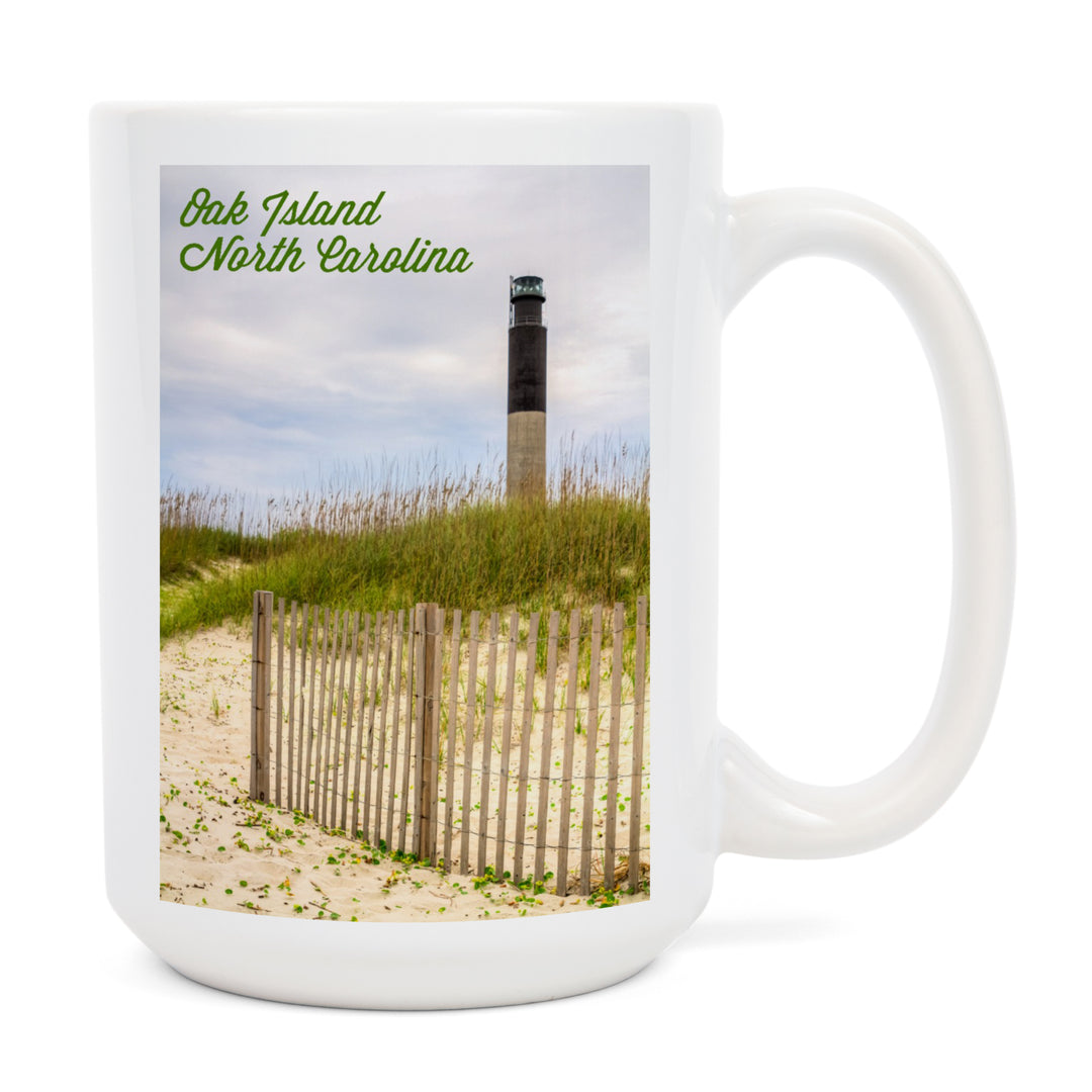 Oak Island, North Carolina, Lighthouse, Lantern Press Photography, Ceramic Mug