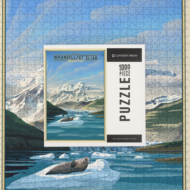 Wrangell-St Elias National Park and Preserve, Alaska, Lithograph, Jigsaw Puzzle