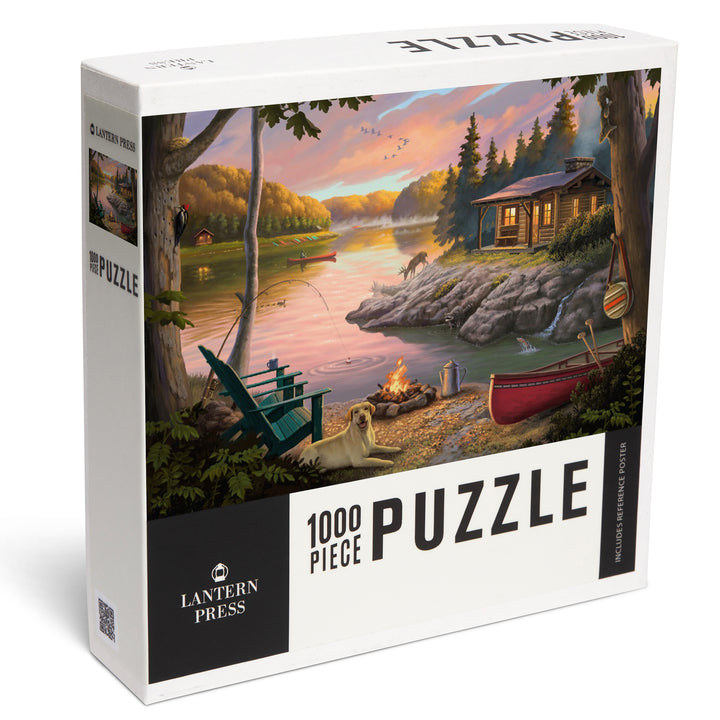 Lake Living, Cabin in Woods, Jigsaw Puzzle