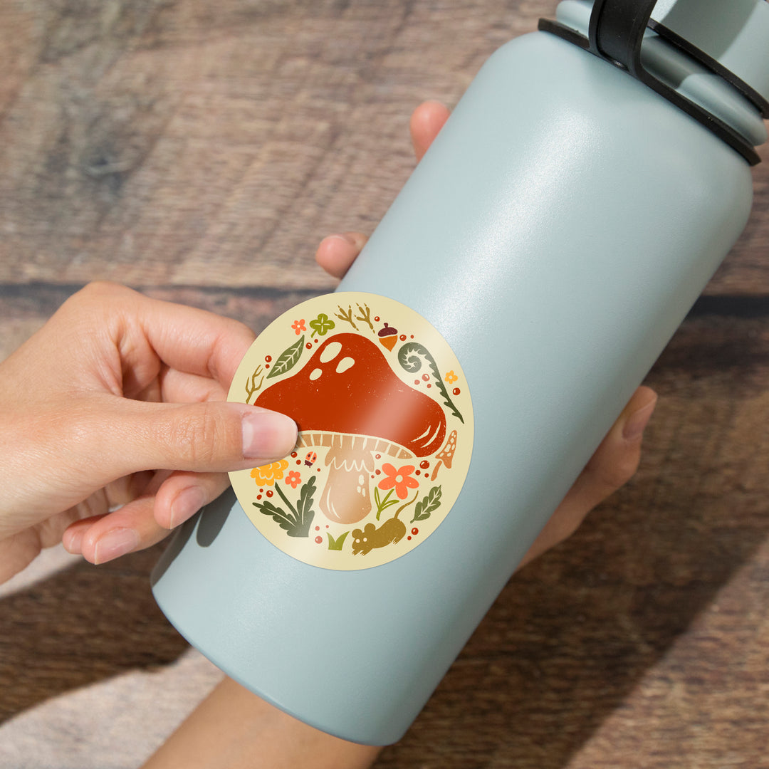 Boho Colorblock, Mushrooms, Vinyl Sticker