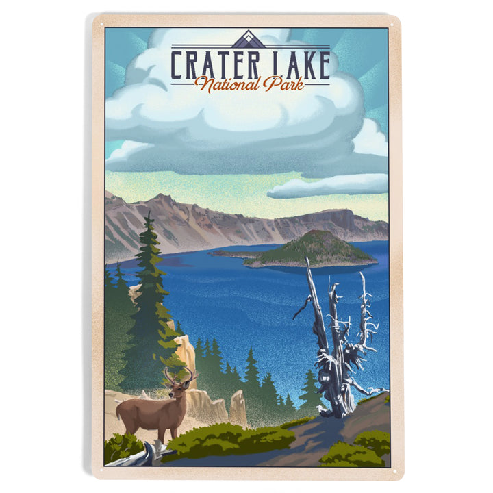 Crater Lake National Park, Lithograph National Park Series, Metal Signs
