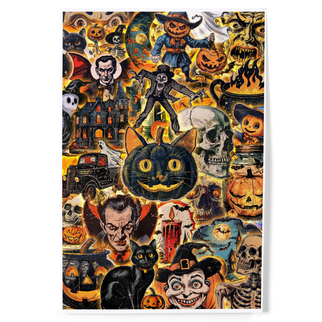 Vintage Halloween Collage, Art & Giclee Prints