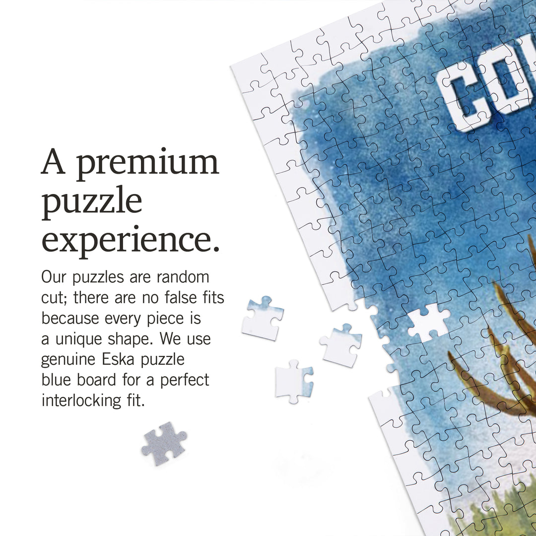 Colorado, Watercolor Study, Moose, 1000 Piece Jigsaw Puzzle