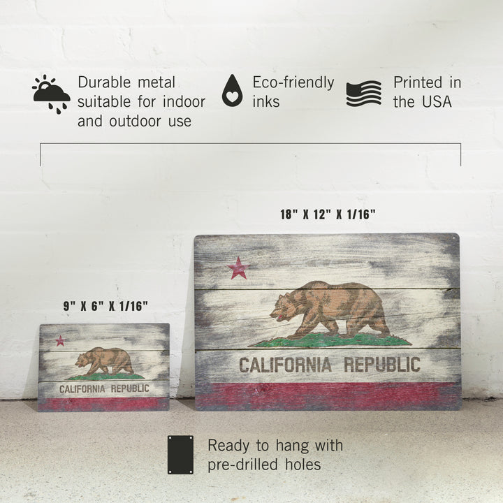 Rustic California State Flag, Metal Signs